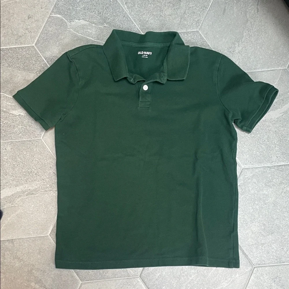Old Navy Boys Piqué Polo Shirt Bundle of 3 (Green/Navy) | Size 10/12